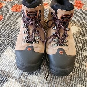 Timberland hiking, working, playing, everything!  Black & orange trim.  W-8